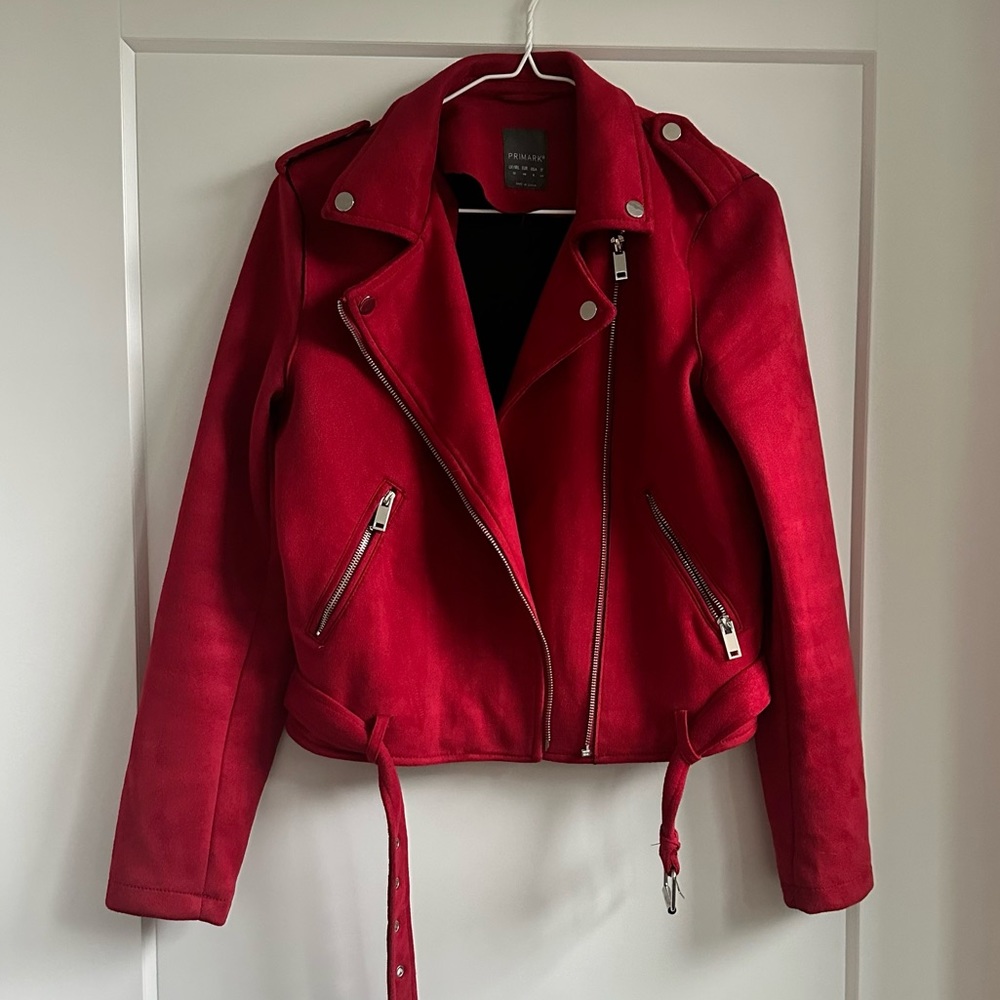 Red Suede Moto Jacket Primark